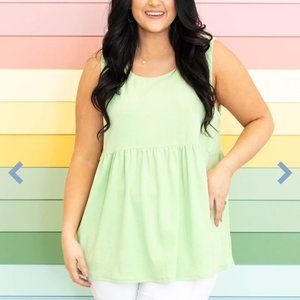 Chic Soul Light Green Babydoll Tank Top 1X